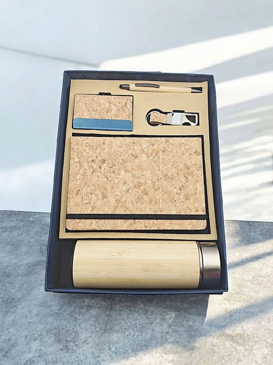 Premium Eco-Friendly Bamboo Corporate Gift Set | Sustainable Office Gift Combo with Bottle, Diary, Pen, Keychain & Card Holder