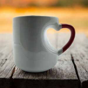 Heart Handle Ceramic Mug | Romantic Coffee Mug for Couple, Gift for Valentine, Anniversary, Birthday